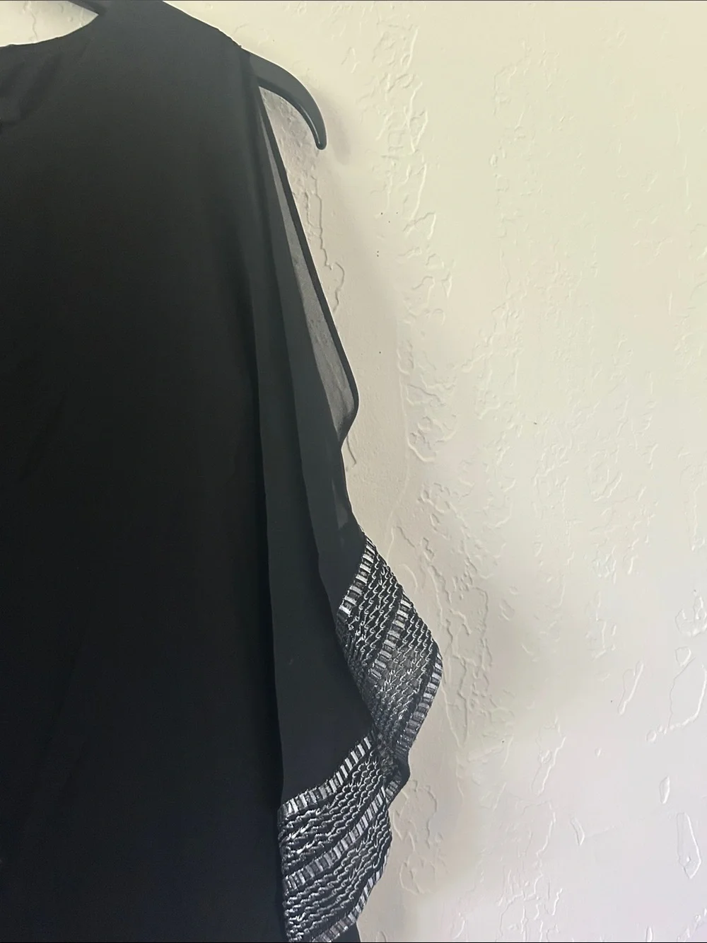 SLNY Black Wide-Leg Jumpsuit with Silver Embellished Overlay - Picture 6 of 9